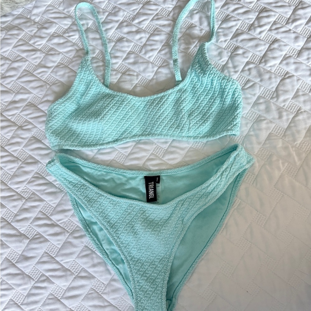 triangl swimwear Aqua sky Textured Bikini Set